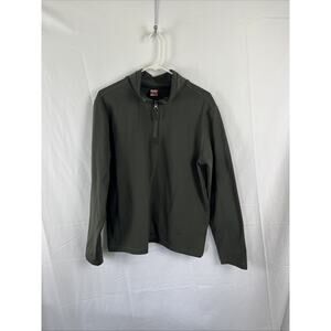 32 Degrees Heat Shirt Mens Sz M. Green Performance Stretch 1/4 Zip Mock Neck Top